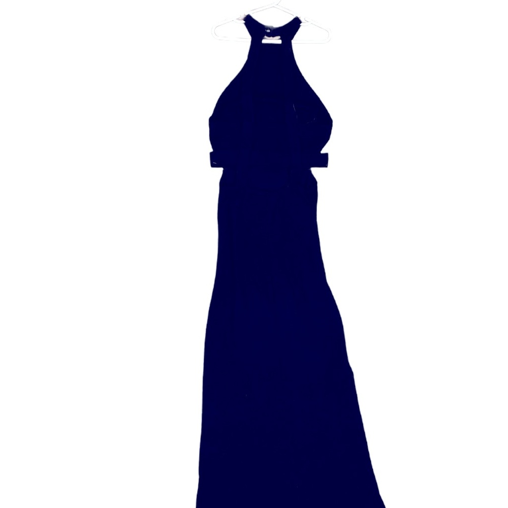 Tobi Elegant Maxi Halter Front & Wide Strap Backless Black Dress Size S